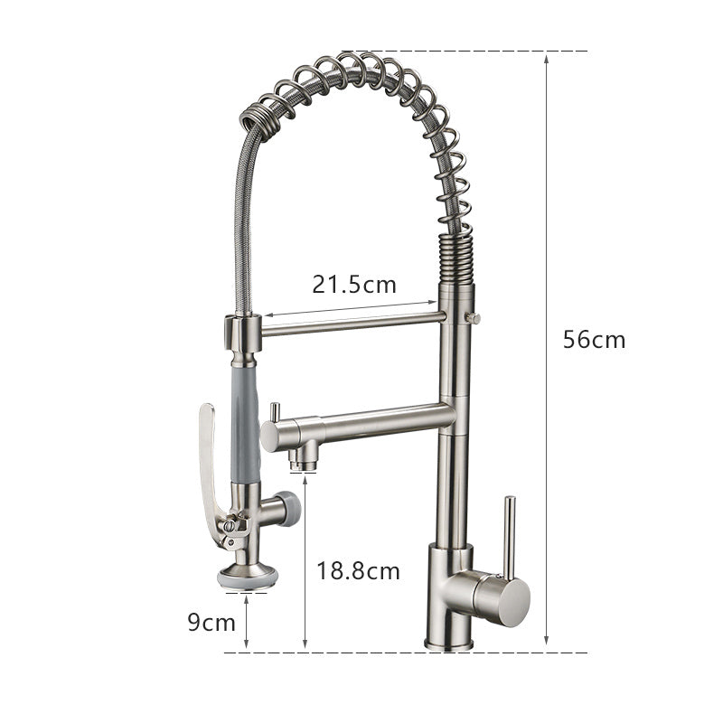 Commercial Kitchen Faucet Pull Down Sprayer Brushed Nickel,Single Handle Kitchen Sink Faucet Brushed Nickel Kitchen Contemporary Ceramic Brass