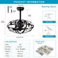 Hot Sell Industrial Ceiling Fan Light Kit For Living Room Bedroom Kitchen And Bladeless Caged Ceiling Fan With Lights Matte Black Abs Metal