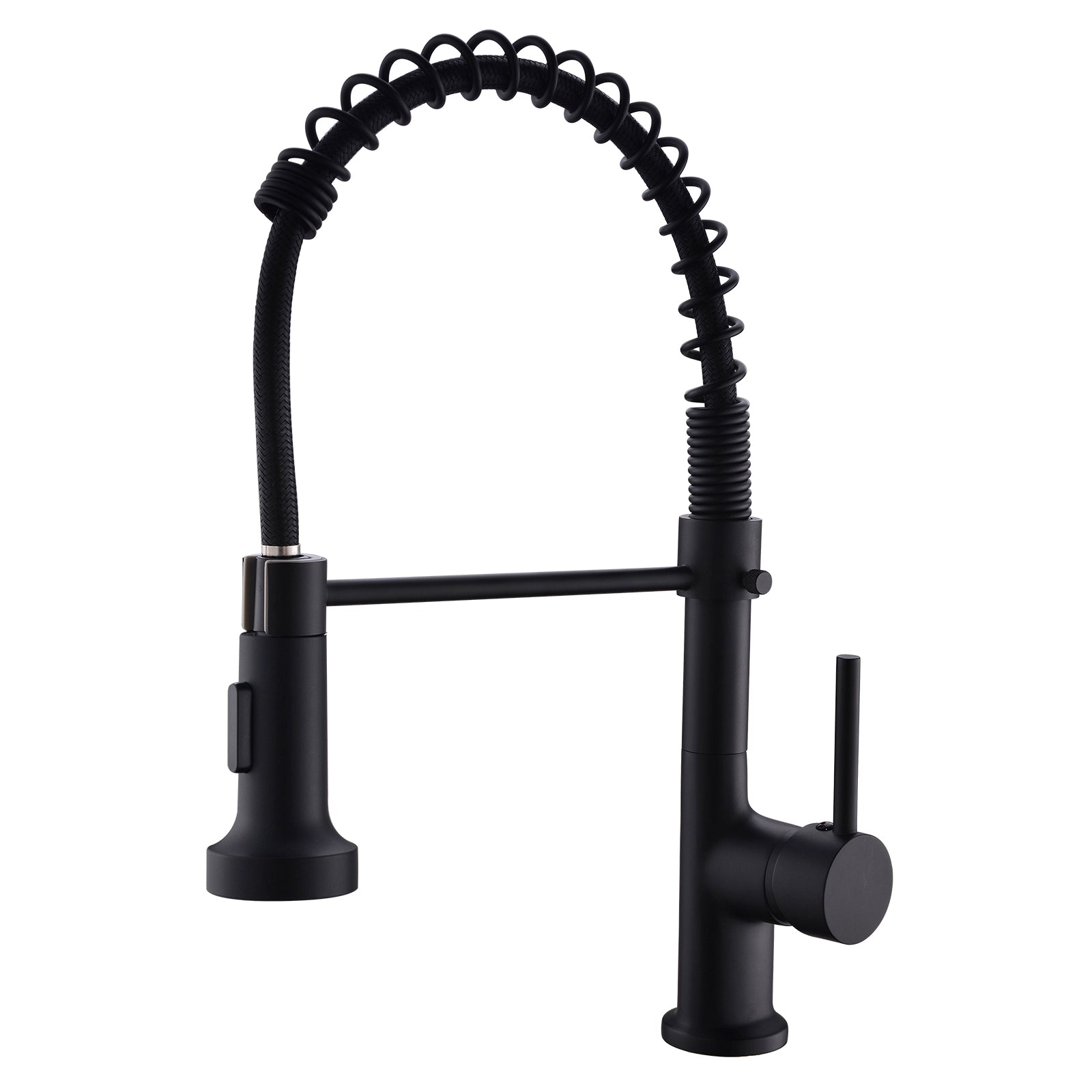 Commercial Black Kitchen Faucet With Pull Down Sprayer, Single Handle Single Lever Kitchen Sink Faucet Black Kitchen Contemporary Ceramic Brass