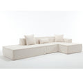 Modular Combination Living Room Sofa Set, Modern Minimalist Sofa, Free Installation Sofa, L Shaped, Italian Minimalist Tofu Block Sofa, Right Hand Facing,Terrycloth Fabric ,Beige Beige Polyester Primary Living Space Soft Modern Polyester 3 Seat