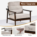 Home Accent Chair Mid Century Modern Chair Upholstered Lounge Arm Chair With Solid Wood Frame & Soft Cushion For Living Room, Bedroom, Belcony, Taupe Taupe Linen
