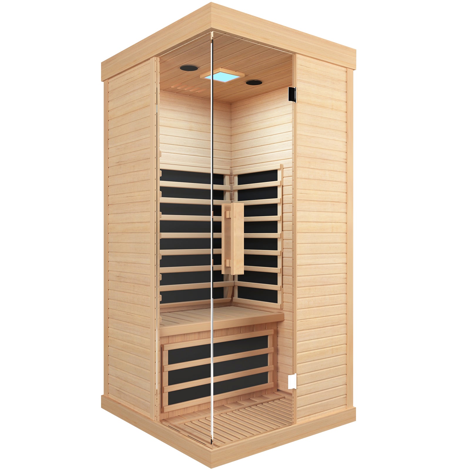 Canadian Hemlock Single Sauna Room Ancient Oak Wood Paper Glass