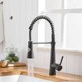 Commercial Black Kitchen Faucet With Pull Down Sprayer, Single Handle Single Lever Kitchen Sink Faucet Black Kitchen Contemporary Ceramic Brass