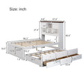 2 Pieces Wooden Captain Bedroom Set Full Bed With Trundle And Nightstand,White Walnut White Walnut Wood