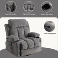 Vanbow.Swinging Recliner Massage Heated Sofa, With Usb And 2 Cup Holders In Side Pockets, Package A And B Gray Velvet Grey Velvet Manual Handle Metal & Wood