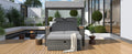 2 Piece Rattan Outdoor Patio Bench Lounge Roof Set, Effective Uv Protection Fabric & Waterproof Cushions And Adjustable Backrest For Garden, Backyard And Porch Grey Wicker Grey Fabric Lounge Grey Garden & Outdoor 2 Person Seating Group Rattan Waterproof