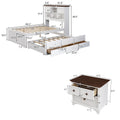 2 Pieces Wooden Captain Bedroom Set Full Bed With Trundle And Nightstand,White Walnut White Walnut Wood