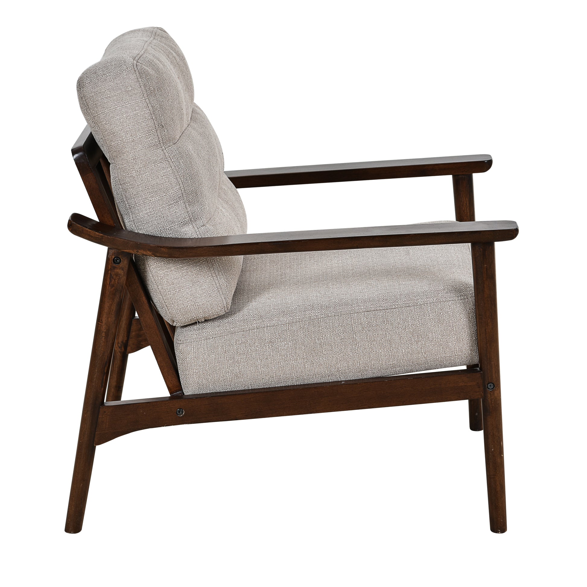 Home Accent Chair Mid Century Modern Chair Upholstered Lounge Arm Chair With Solid Wood Frame & Soft Cushion For Living Room, Bedroom, Belcony, Taupe Taupe Linen