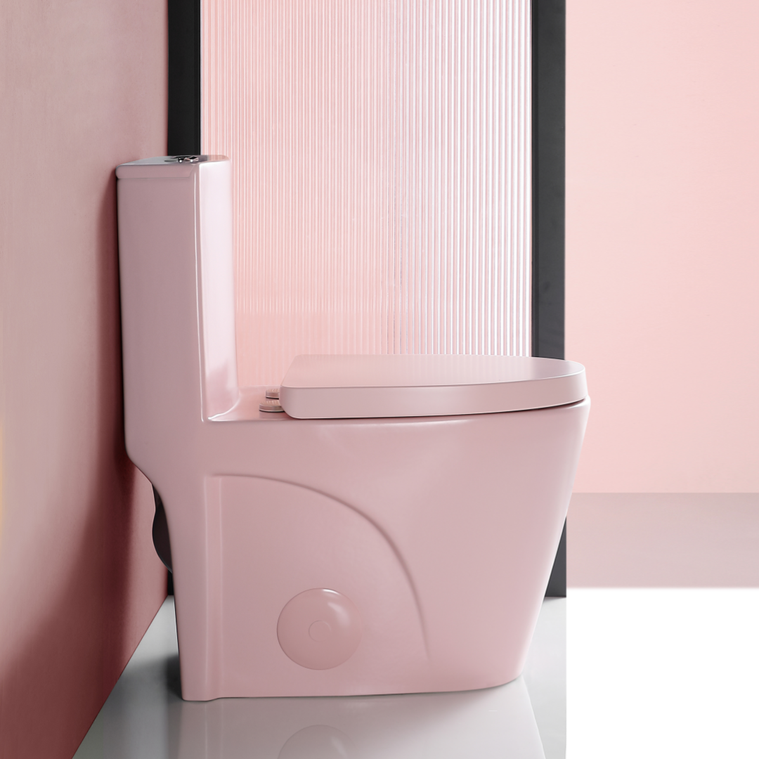 1.1 1.60 Gpf Dual Flush One Piece Toilet, Water Saving Elongated Comfort Height Floor Mounted, Soft Close 1000 Gram Map Flushing Score Toilet, Rose 23T01 Rs Rose Ceramic