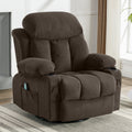 Swinging Recliner Massage Heated Sofa, With Usb And 2 Cup Holders In Side Pockets, Packagea B Brown Brown Manual Handle Wood Soft Heavy Duty Metal & Wood