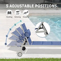 Outdoor Patio Chaise Lounge Set Of 3, Aluminum Pool Lounge Chairs With Side Table And Wheels, Textilene Padded Adjustable Recliner All Weather For Poolside, Beach, Yard, Balcony Navy Blue Navy Blue Aluminum