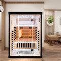 Luxury Double Sauna Room Black Natural Wood Paper Glass