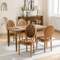 French Style Solid Wood Frame Antique Painting,Hand Pulled Buckle Decoration Pu Artificial Leather Dining Chair With Trim ,Wood Legs,Density Foam,Steel Spring Inner,Set Of 2,Orange,Sw1839Og Orange Dining Room American Design Dining Chairs Rubberwood Set