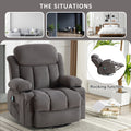 Swinging Recliner Massage Heated Sofa, With Usb And 2 Cup Holders In Side Pockets, Packagea B Grey Grey Velvet Manual Handle Metal Soft Heavy Duty Metal & Wood