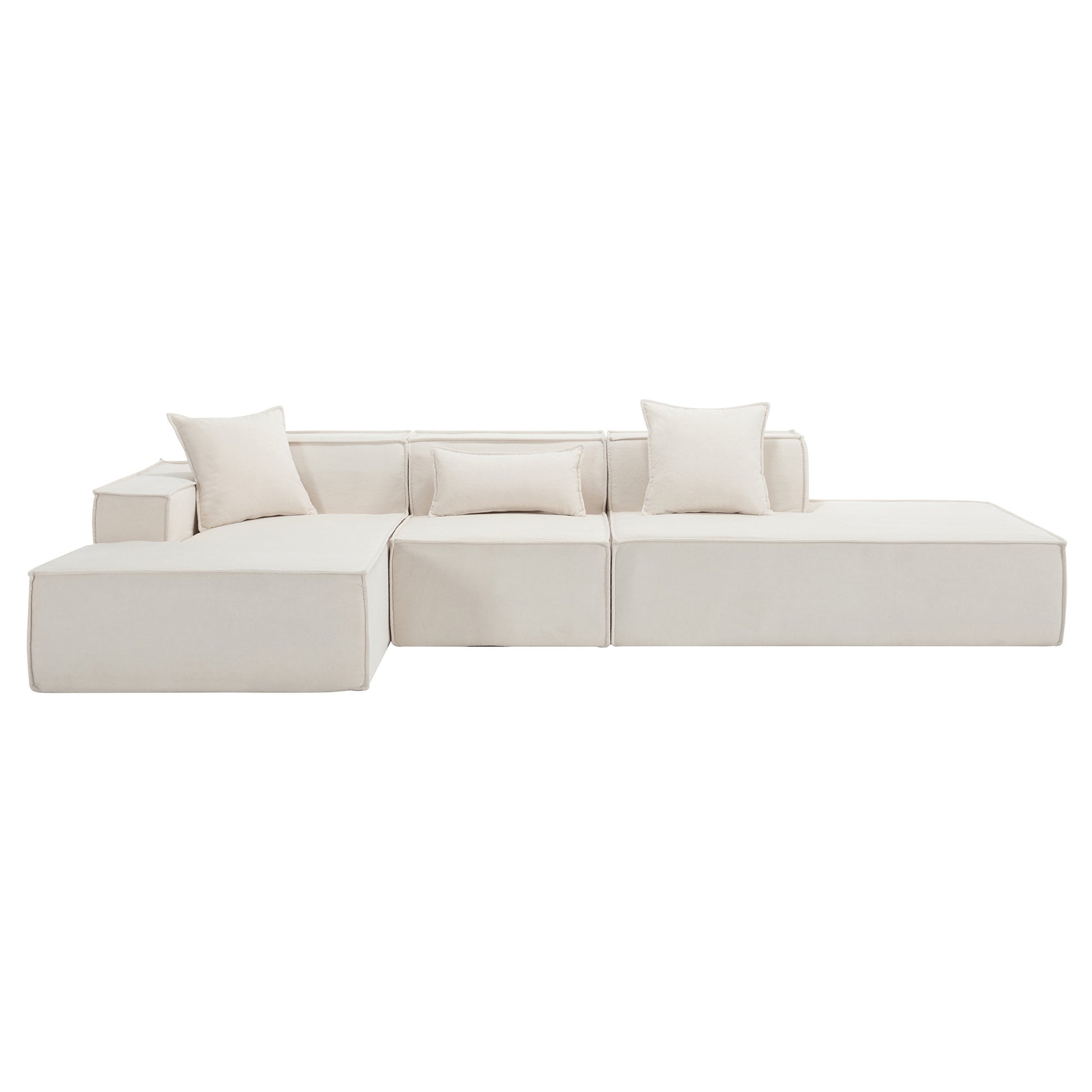 Modular Combination Living Room Sofa Set, Modern Minimalist Sofa, Free Installation Sofa, L Shaped, Italian Minimalist Tofu Block Sofa, Left Hand Facing,Terrycloth Fabricbeige Beige Polyester Primary Living Space Soft Modern Polyester 3 Seat