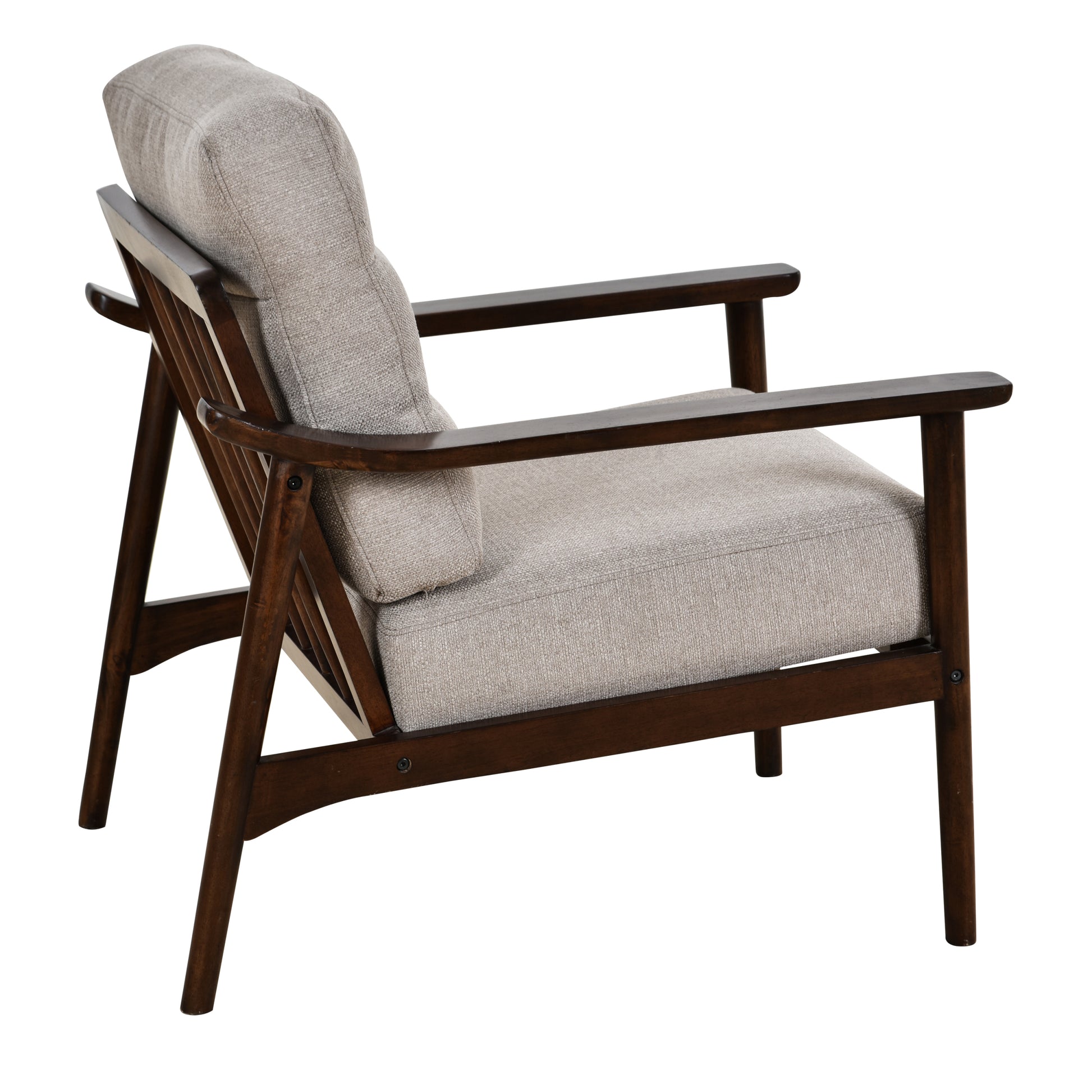 Home Accent Chair Mid Century Modern Chair Upholstered Lounge Arm Chair With Solid Wood Frame & Soft Cushion For Living Room, Bedroom, Belcony, Taupe Taupe Linen