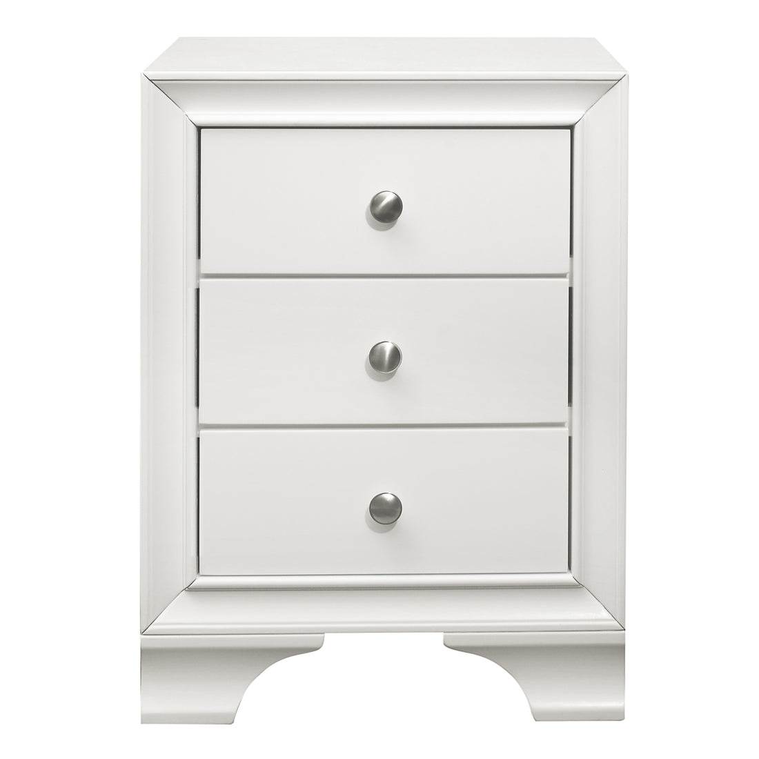 White Finish 3 Drawers Nightstand With 2 Usb Ports Transitional Bedroom Furniture 1Pc Bedside Table Wooden White 3 Drawers Bedroom Bedside Cabinet Transitional Usb Port Wood