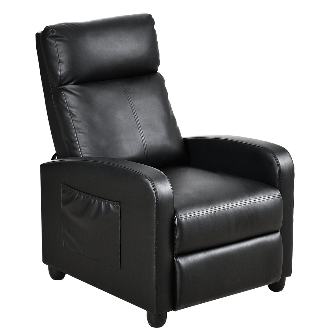 Recliner Chair, Recliner Sofa Pu Leather For Adults, Recliners Home Theater Seating With Lumbar Support, Reclining Sofa Chair For Living Room Black Leather