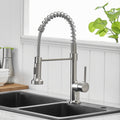 Commercial Kitchen Faucet With Pull Down Sprayer, Single Handle Single Lever Kitchen Sink Faucet Brushed Nickel Kitchen Contemporary Ceramic Brass