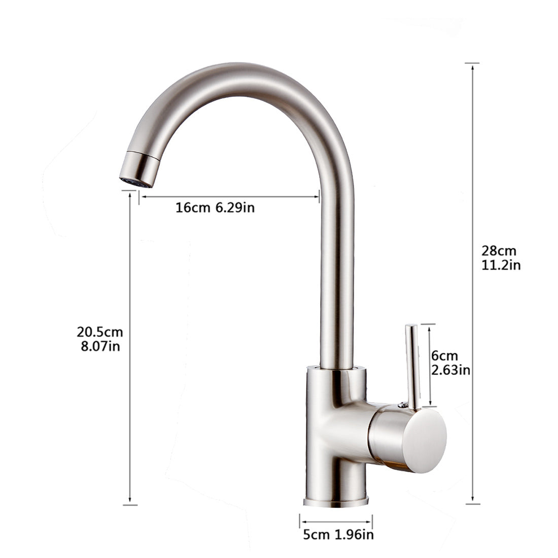 Kitchen Faucet Single Handle Stainless Steel,Commercial Single Hole Kitchen Sink Faucet,Modern One Hole Bar Sink Faucet Brushed Nickel Kitchen Classic,Modern Ceramic Stainless Steel