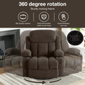 Swinging Recliner Massage Heated Sofa, With Usb And 2 Cup Holders In Side Pockets, Packagea B Brown Brown Manual Handle Wood Soft Heavy Duty Metal & Wood