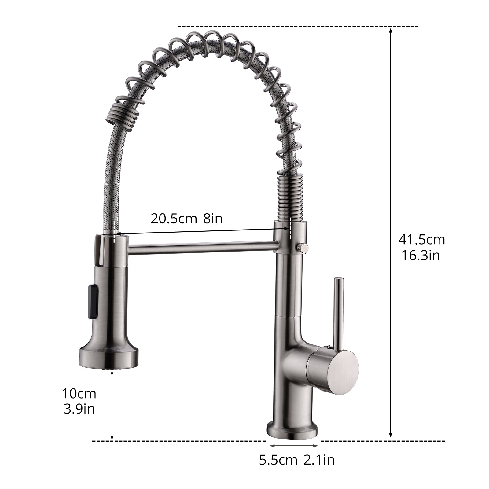 Commercial Kitchen Faucet With Pull Down Sprayer, Single Handle Single Lever Kitchen Sink Faucet Brushed Nickel Kitchen Contemporary Ceramic Brass