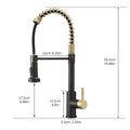 Commercial Black And Nickel Gold Kitchen Faucet With Pull Out Sprayer, Single Handle Single Lever Kitchen Sink Faucet Beige Gold Kitchen Contemporary Ceramic Stainless Steel