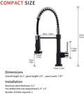 Commercial Black And Nickle Kitchen Faucet With Pull Down Sprayer, Single Handle Single Lever Kitchen Sink Faucet Black Silver Kitchen Contemporary Ceramic Brass