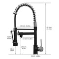 Commercial Kitchen Faucet With Pull Down Sprayer, Single Handle Single Lever Kitchen Sink Faucet Black Silver Kitchen Contemporary Ceramic Brass