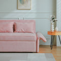 Chenille Fabric Pull Out Sofa Bed,Sleeper Seat Couch With Adjustable Armrests Pink Pink Fabric 2 Seat