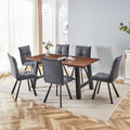 63 Inch Rectangle Dining Table Set For 4 6 People, Walnut Wood Effect, Suitable For Kitchens, Restaurants, And Living Rooms, 63