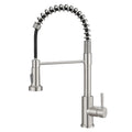 Commercial Brushed Nickel Kitchen Faucet With Pull Out Sprayer, Single Handle Single Lever Kitchen Sink Faucet Brushed Nickel Kitchen Contemporary Ceramic Stainless Steel