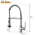 Commercial Led Kitchen Faucet With Pull Down Sprayer, Single Handle Single Lever Kitchen Sink Faucet Brushed Nickel Kitchen Contemporary Ceramic Brass