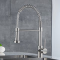 Commercial Kitchen Faucet With Pull Down Sprayer, Single Handle Single Lever Kitchen Sink Faucet Brushed Nickel Kitchen Contemporary Ceramic Brass