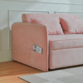 Chenille Fabric Pull Out Sofa Bed,Sleeper Seat Couch With Adjustable Armrests Pink Pink Fabric 2 Seat