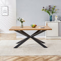 63 Inch, Rectangle Dining Table Set For 4 6 People, Oak Wood Effect, Ideal For Kitchen, Dining, Living, Meeting, Banquet Oak Dining Room Modern Rectangular Kitchen & Dining Tables Mdf Steel