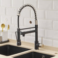 Commercial Kitchen Faucet With Pull Down Sprayer, Single Handle Single Lever Kitchen Sink Faucet Black Silver Kitchen Contemporary Ceramic Brass