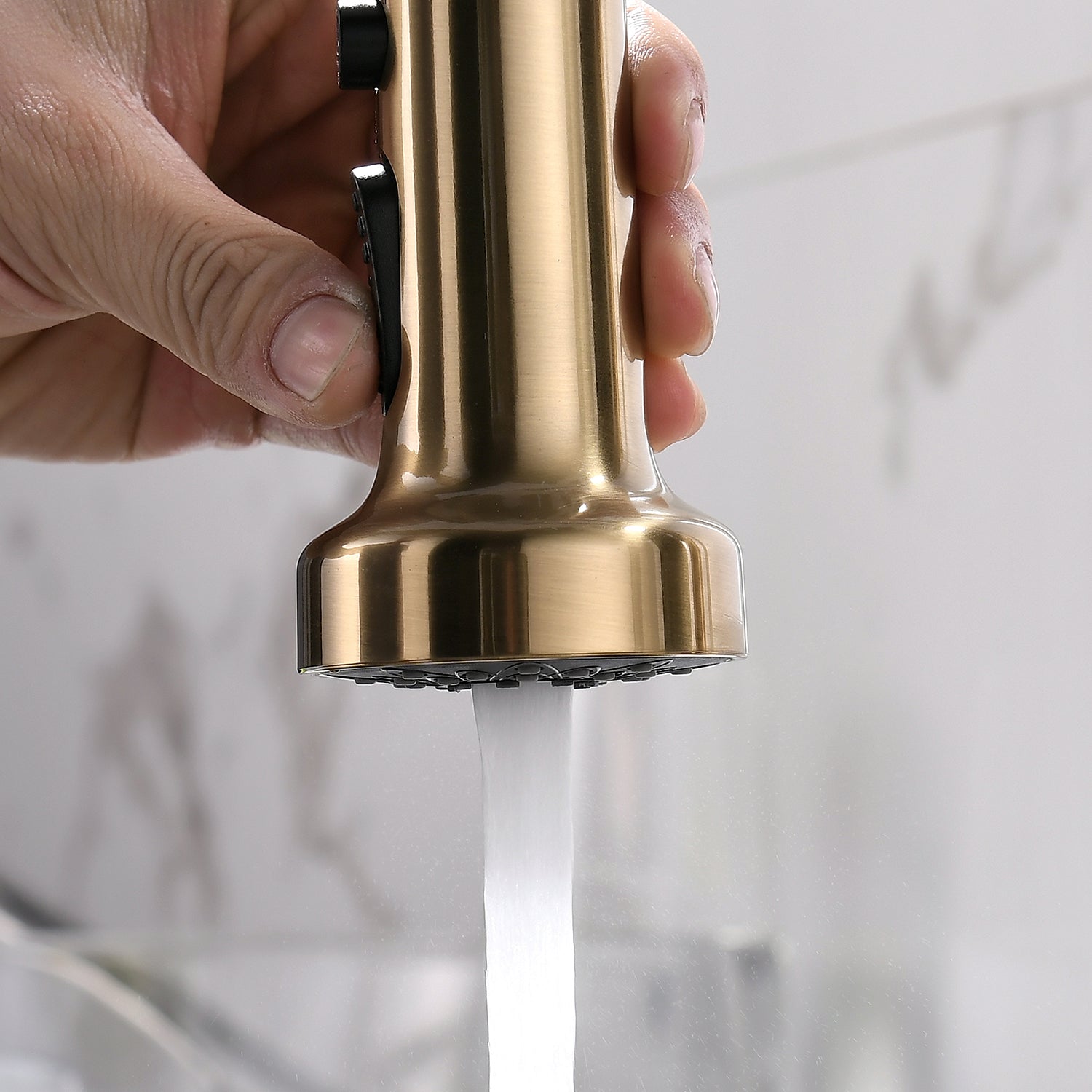 Commercial Brushed Nickel Kitchen Faucet With Pull Down Sprayer, Single Handle Single Lever Kitchen Sink Faucet With Deck Plate Brushed Gold Kitchen Contemporary Ceramic Brass