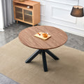 47 Inch, Round Dining Table Set For 2 4 People, Walnut Wood Effect, Suitable For Dining, Living And Banquet Walnut Brown Modern Round Kitchen & Dining Tables Mdf Steel