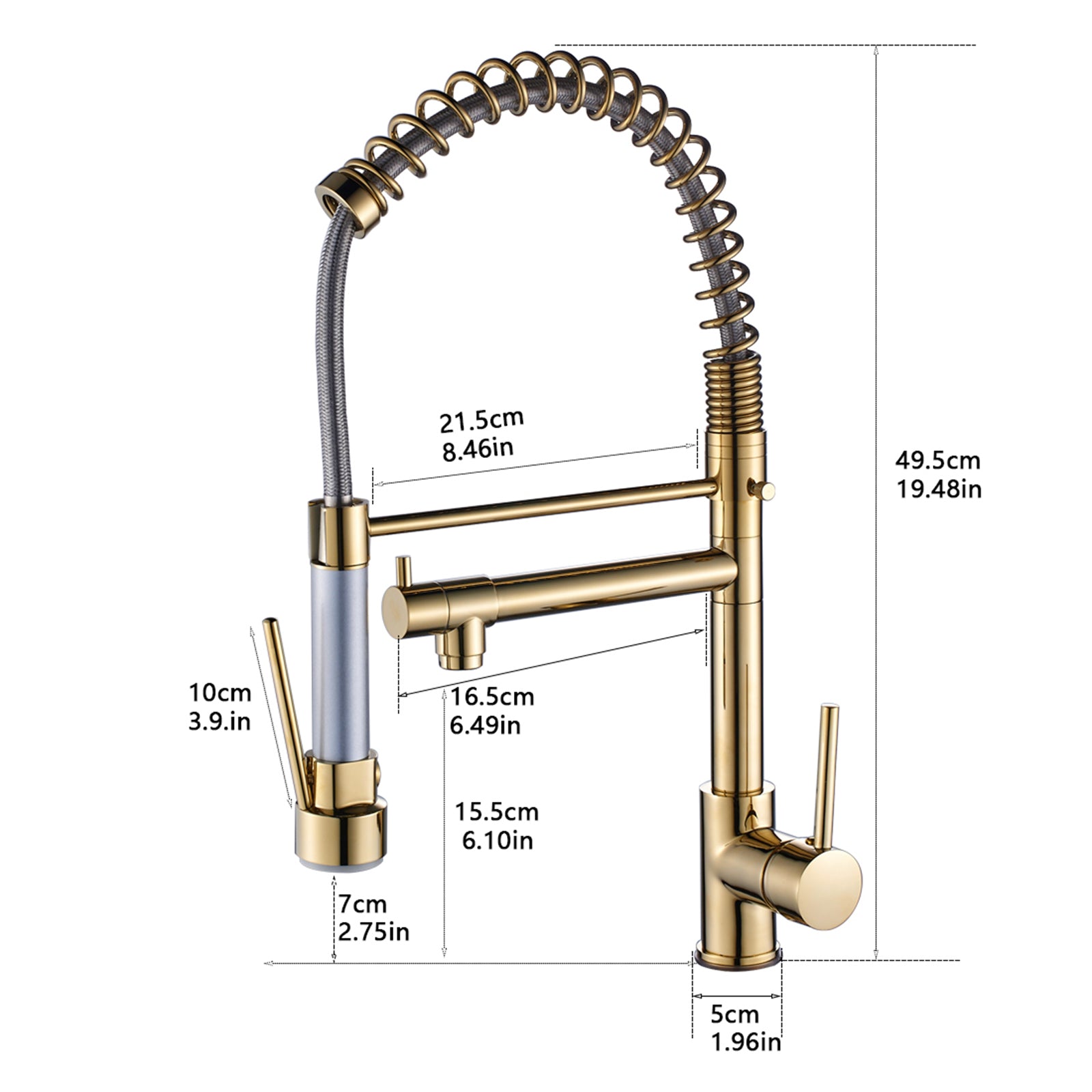 Commercial Kitchen Faucet With Pull Down Sprayer, Single Handle Single Lever Kitchen Sink Faucet Brushed Gold Faucet Gold Kitchen Contemporary Ceramic Brass