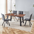 63 Inch Rectangle Dining Table Set For 4 6 People, Walnut Wood Effect, Suitable For Kitchens, Restaurants, And Living Rooms, 63