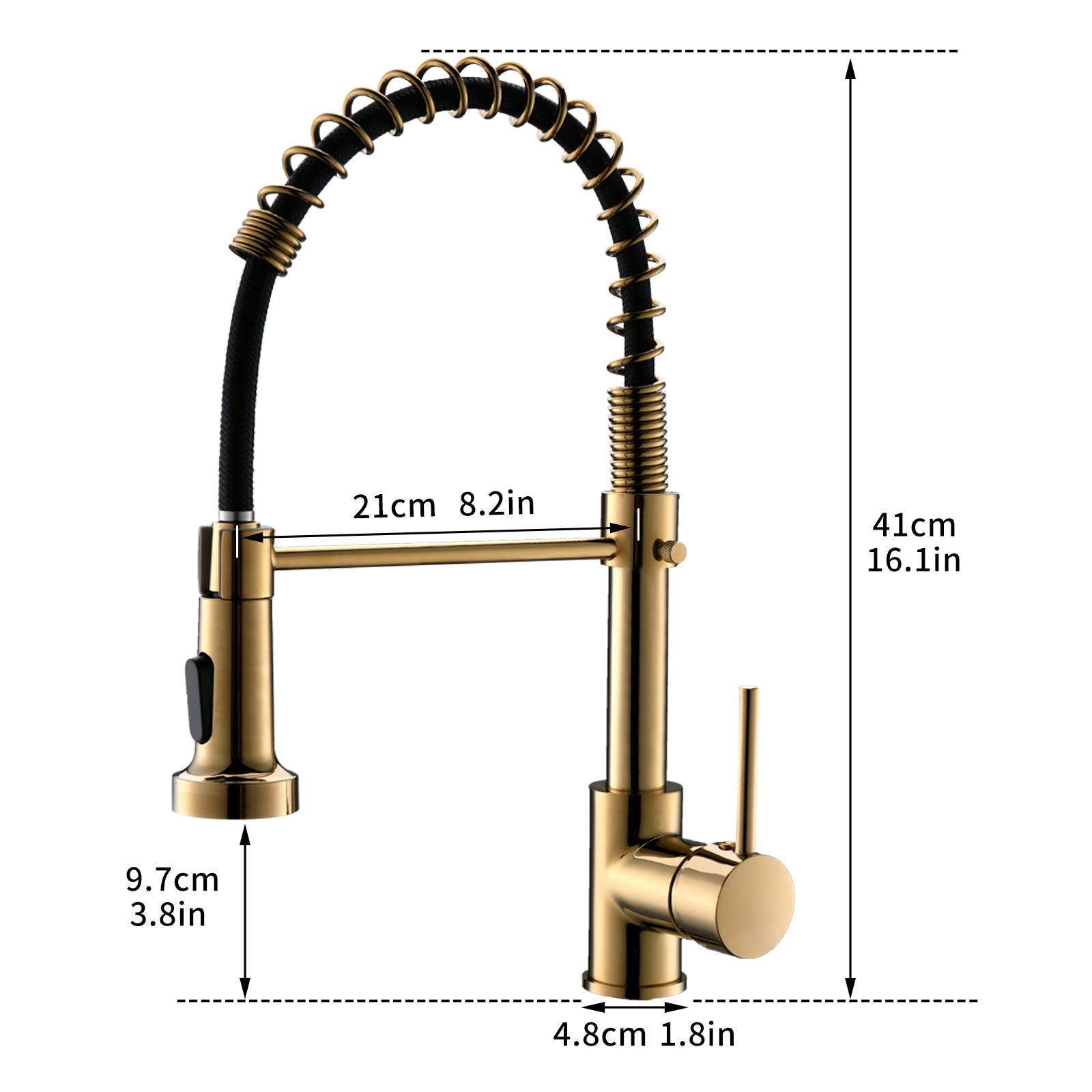 Commercial Black And Gold Kitchen Faucet With Pull Down Sprayer, Single Handle Single Lever Kitchen Sink Faucet Black Gold Kitchen Contemporary Ceramic Brass