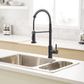 Commercial Black Kitchen Faucet With Pull Out Sprayer, Single Handle Single Lever Kitchen Sink Faucet Black Kitchen Contemporary Ceramic Stainless Steel