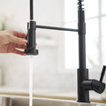 Commercial Black Kitchen Faucet With Pull Out Sprayer, Single Handle Single Lever Kitchen Sink Faucet Black Kitchen Contemporary Ceramic Stainless Steel