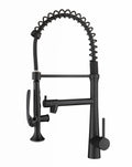 Heavy Duty Commercial Style Kitchen Sink Faucet, Single Handle Pre Rinse Spring Sprayer Kitchen Faucets, High Arc Pull Down Matte Black Kitchen Faucet Black Kitchen Contemporary Ceramic Brass