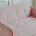 Chenille Fabric Pull Out Sofa Bed,Sleeper Seat Couch With Adjustable Armrests Pink Pink Fabric 2 Seat