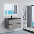 36'' Wall Mounted Single Bathroom Vanity In Ash Gray With White Solid Surface Vanity Top Antique Grey White Mdf