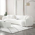 102'' 5 Seater Boucle Sofa Modern Sectional Half Moon Leisure Couch Curved Sofa Teddy Fleece Velet White White Boucle 5 Seat