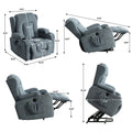 Power Lift Recliner Chair Recliners For Elderly With Heat And Massage Recliner Chair For Living Room With Infinite Position And Side Pocket,Usb Charge Port Blue Blue Power Push Button Soft Heavy Duty Cotton Wood Metal