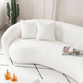 102'' 5 Seater Boucle Sofa Modern Sectional Half Moon Leisure Couch Curved Sofa Teddy Fleece Velet White White Boucle 5 Seat